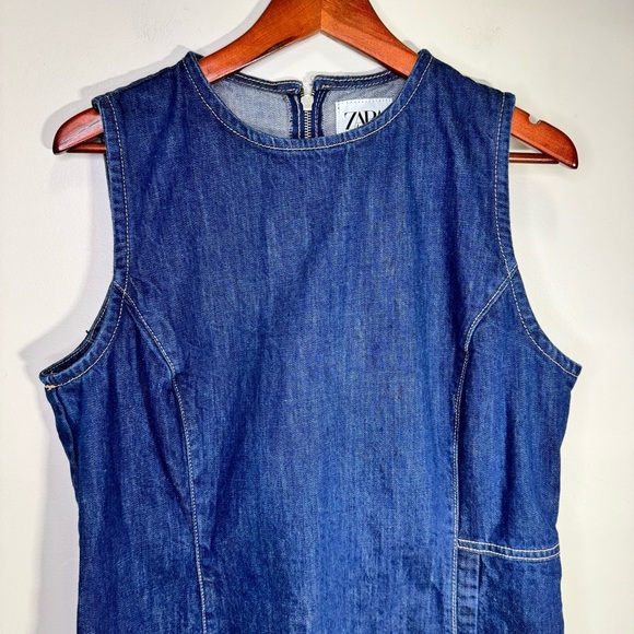 Zara Blue Denim Mini Dress Size XXL - Picture 6 of 15